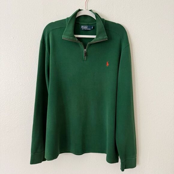 Vintage 90s Polo Ralph Lauren Men's Size XL Green Pullover 1/4 Zip Sweater - Picture 1 of 10